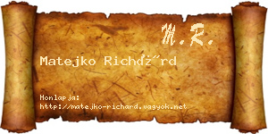 Matejko Richárd névjegykártya